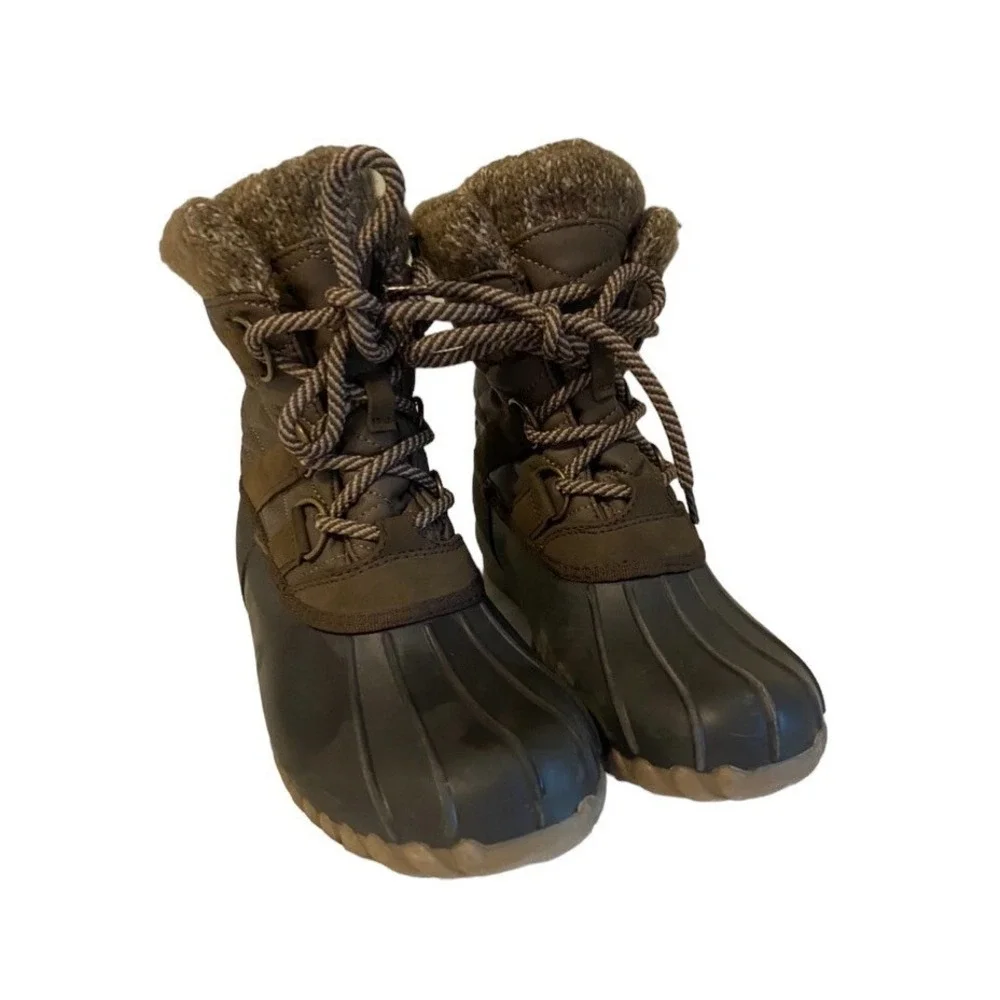 Baretraps‎ Womens Quilted Duck Boots Brown Lace Up Winter Rain Gorpcore Size 7
